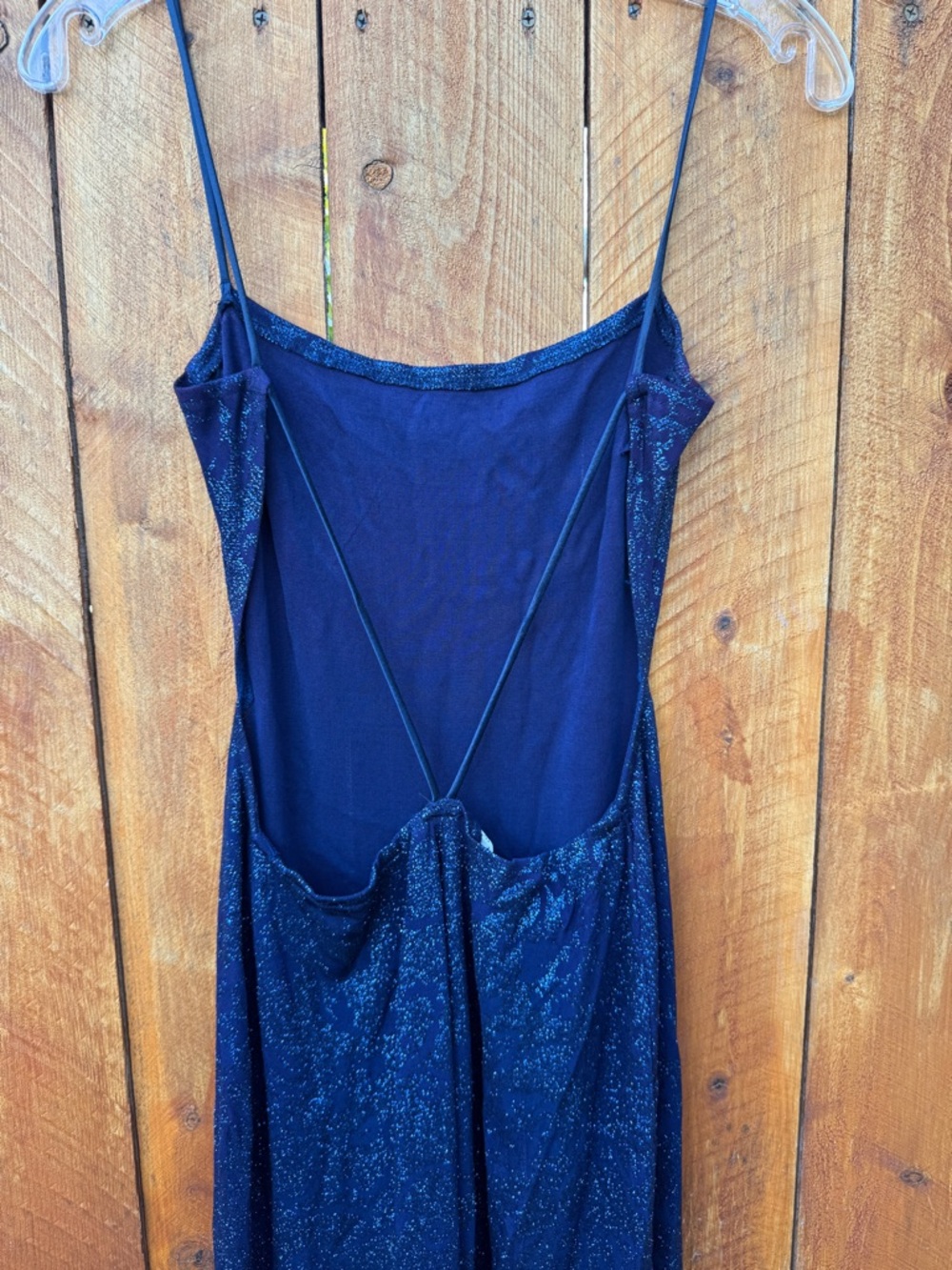 MASQUERADE Dark Blue Floral Sparkles Slit in Back Formal Evening Dress - M - Picture 9 of 17